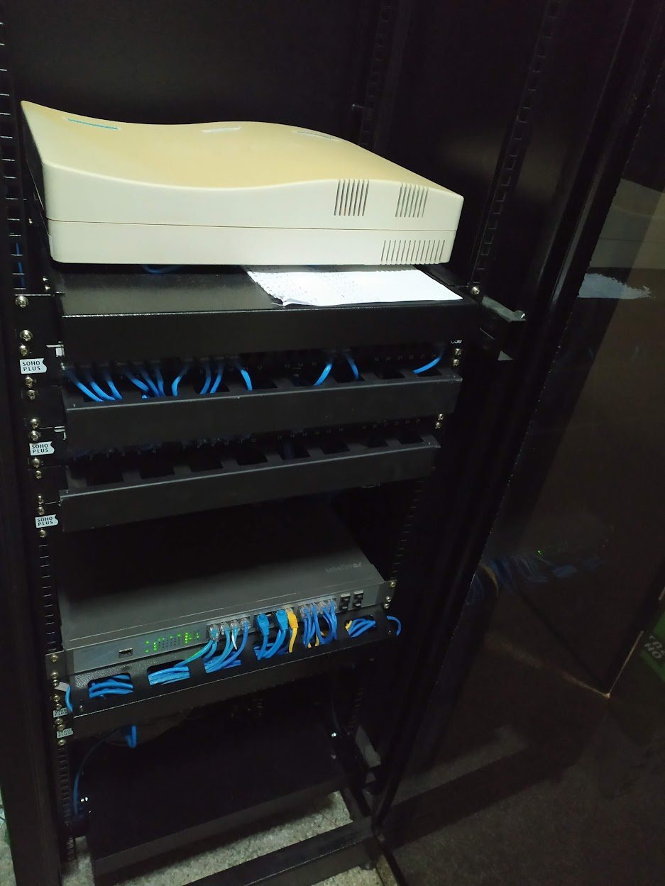 Rack de rede organizado depois do trabalho de cabeamento